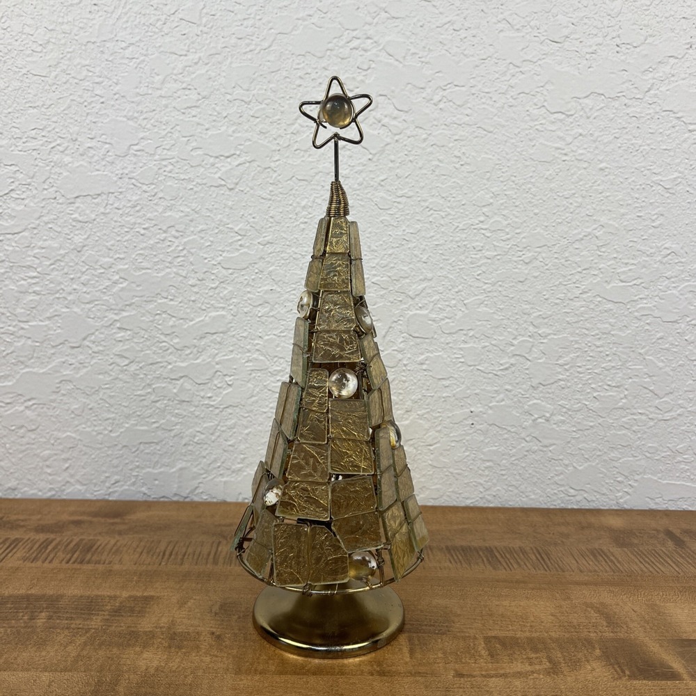 Vintage Golden Glass‎ Christmas Tree Tea Light Candle Holder